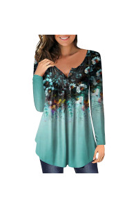 Womens Fall Fashion 2023 Tops Hide Belly Tunic cute Flowy Henley Blouses Dressy casual Loose Tshirts for Leggings