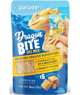 Gargeer 8oz Bearded Dragon Food. Complete Gel Diet for Both Juveniles and Adults. Proudly Made in The USA, Using Premium Ingredients, Fortified Gourmet Formula. Enjoy!