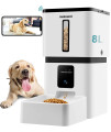 DoHonest Automatic Dog Feeder with Camera: 5G WiFi Easy Setup 8L Motion Detection Smart Cat Food Dispenser 1080P HD Video Recording 2-Way Audio Timed Pet Feeder App Control Night Vision S15