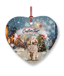 Prezzy Portuguese Water Dog Personalized christmas Ornaments Xmas Dog Ornament Holiday Home Decor for Family Dog Lover grandpa grandma gifts Hanging Tree Heart 3 ceramic White Keepsakes gift