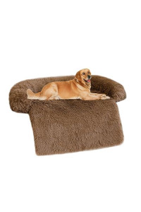 WELLYELO Dog Couch Bed 45In Calming Dog Bed Dog Sofa Couch Beds for Extra Large Dogs and Cats Fluffy Plush Dog Mats for Furniture Protector with Washable Cover (45x37x6, Brown)