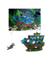 AWXZOM Aquarium Shipwreck Decoration + Little Diver Floating Fish Tank Decoration, Fish Tank hidout, Fish Tank Ornaments, Aquarium cave, Betta Decor
