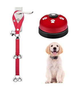 JIMEJV 2 Pack Dog Doorbells, Pet Training Bells for Go Outside Potty Training and Communication Device Large Loud Dog Bell Cat Puppy Interactive Toys Adjustable Strap Door Bell (Red)