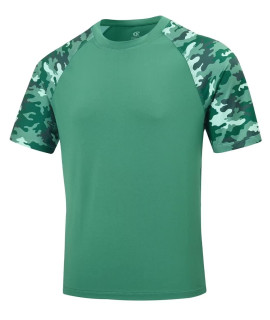 Mens Short Sleeve Swim Shirts camouflage Rash guard UPF 50+ UV Sun Protection Shirt Quick Dry Fishing Hiking Tee Shirts Armygreen M