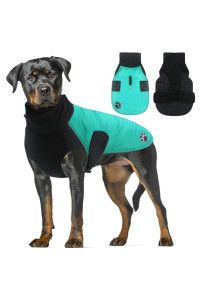 ALAGIRLS Reversible Warm Dog Clothes, Waterproof Dog Winter Coat, Thick Padded Dog Jacket for Cold Weather, Reflective Dog Jacket Pet Apparel Outfits, Turquoise XXXL