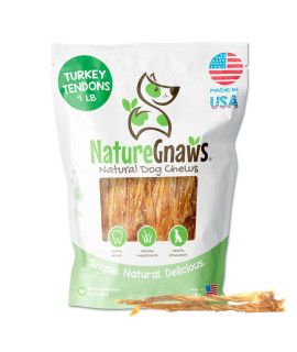 Nature Gnaws - Turkey Tendons for Dogs - Premium Natural Chew Treats - Delicious Reward Snack for Small Medium & Large Dogs - Made in The USA