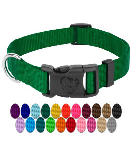 Country Brook Petz - 30+ Vibrant Colors - American Made Deluxe Nylon Dog Collar with Buckle (Large, 1 Inch, Christmas Green)