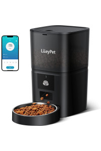 Automatic Cat Feeders - LIIEYPET 6L Cat Food Dispenser for Dry Food, Smart Pet Feeder with 2.4G App Control and Double Stainless Steel Bowl, Dual Power Supply, 1-10 Meals Per Day