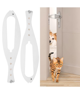 LIBBEPET Cat Door Latch, 2 Pcs Flex Latch Cat Door Holder, Cat Door Stopper to Keep Dog Out of Litter Boxes and Food, 5 Adjustable Size Strap 2.5-6 Wide, No Measuring, Easy to Install, White