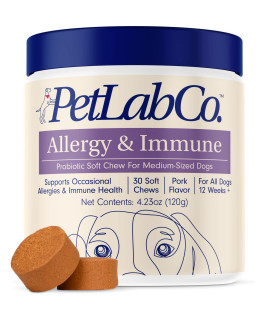 PetLab Co. Allergy & Immune - Support Your Pup with Seasonal Allergies, Intermittent Itchiness, & Healthy Yeast Production Probiotic Dog Allergy Chews. Available in Small, Medium, & Large