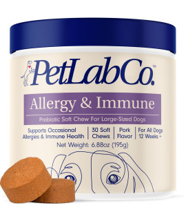 PetLab Co. Allergy & Immune - Support Your Pup with Seasonal Allergies, Intermittent Itchiness, & Healthy Yeast Production Probiotic Dog Allergy Chews. Available in Small, Medium, & Large