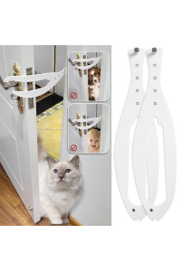 cat Door Holder Latch 2 Pack- Fast Flex Latch Strap,Opening Distance Up to 55 Inches Pet Door Latch,cat Door Alternative to Keep Dogs Out of cat Litter Boxes and Food(White)