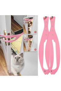 cat Door Holder Latch 2 Pack- Fast Flex Latch Strap,Opening Distance Up to 55 Inches Pet Door Latch,cat Door Alternative to Keep Dogs Out of cat Litter Boxes and Food(Pink)