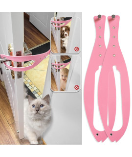 cat Door Holder Latch 2 Pack- Fast Flex Latch Strap,Opening Distance Up to 55 Inches Pet Door Latch,cat Door Alternative to Keep Dogs Out of cat Litter Boxes and Food(Pink)