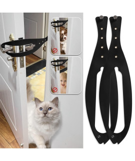 cat Door Holder Latch 2 Pack- Fast Flex Latch Strap,Opening Distance Up to 55 Inches Pet Door Latch,cat Door Alternative to Keep Dogs Out of cat Litter Boxes and Food(Black