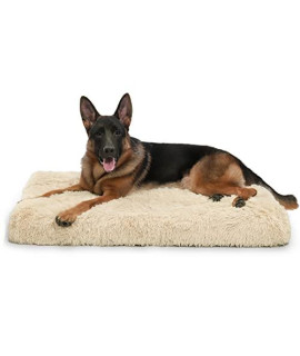 MIHIKK Extra Large Dog Bed, XL Orthopedic Egg Crate Foam Dog Bed with Removable Washable Cover, Waterproof Dog Mattress Nonskid Bottom, Comfy Anti Anxiety Pet Bed Mat, 41x29 inch, Shag Taupe