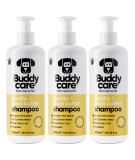 Vanilla & Shea Butter Dog Shampoo by Buddycare Moisturising Shampoo for Dogs Vanilla & Shea Butter Scented with Aloe Vera and Pro Vitamin B5 (5072oz)