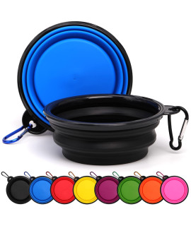 2 Pack Dog Bowl Pet Collapsible Bowls with Clasp Puppy Travel Bowl Portable Cats Water Food Dish for Walking Parking Outdoors Traveling