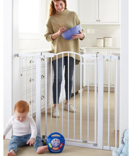Mom's Choice Awards Winner-Cumbor Extra Tall Safety Dog and Baby Gate, 29.7-46 Wide, 36 Tall Pressure Mounted Auto Closed Pet Gate for Stairs,Doorway, Easy Walk Thru Child Gate for The House, White
