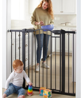 Mom's Choice Awards Winner-Cumbor Extra Tall Safety Dog and Baby Gate, 29.7-46 Wide, 36 Tall Pressure Mounted Auto Closed Pet Gate for Stairs,Doorway, Easy Walk Thru Child Gate for The House, Black