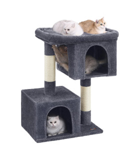 Feandrea Cat Tree, 39.8-Inch Cat Tower, XL, Cat Condo for Extra Large Cats up to 44 lb, Large Cat Perch, 2 Cat Caves, Scratching Post, Smoky Gray UPCT614G01