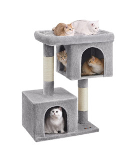 Feandrea Cat Tree, 39.8-Inch Cat Tower, XL, Cat Condo for Extra Large Cats up to 44 lb, Large Cat Perch, 2 Cat Caves, Scratching Post, Light Gray UPCT614W01