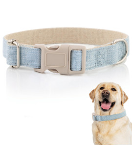 DCSP Pets Dog Collar - Heavy-Duty Dog Collar for Small Dogs, Medium and Large - Eco-Friendly Natural Fabric - Durable and Skin-Friendly - Soft Dog Collar for All Breeds (Large, Light Blue)