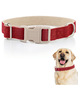 DCSP Pets Dog Collar - Heavy-Duty Dog Collar for Small Dogs, Medium and Large - Eco-Friendly Natural Fabric - Durable and Skin-Friendly - Soft Dog Collar for All Breeds (Small, red)