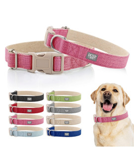 DcSP Pets Dog collar - Heavy-Duty Dog collar for Small Dogs, Medium and Large - Eco-Friendly Natural Fabric - Durable and Skin-Friendly - Soft Dog collar for All Breeds (Small, Pink)