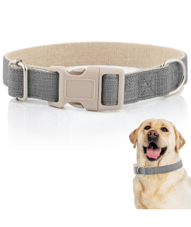 DCSP Pets Dog Collar - Heavy-Duty Dog Collar for Small Dogs, Medium and Large - Eco-Friendly Natural Fabric - Durable and Skin-Friendly - Soft Dog Collar for All Breeds (Small, Gray)