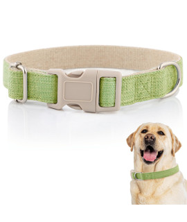 DCSP Pets Dog Collar - Heavy-Duty Dog Collar for Small Dogs, Medium and Large - Eco-Friendly Natural Fabric - Durable and Skin-Friendly - Soft Dog Collar for All Breeds (Large, Green)