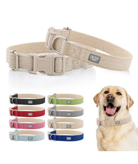 DcSP Pets Dog collar - Heavy-Duty Dog collar for Small Dogs, Medium and Large - Eco-Friendly Natural Fabric - Durable and Skin-Friendly - Soft Dog collar for All Breeds (Extra Small, Khaki)