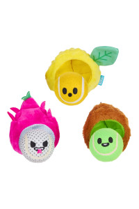 Barkbox - Fruity Cutie Tropical Trio Dog Toys - Squeaker Ball Toys - Interactive Tennis Balls for Fetch, Training & Exercise - Engaging Plush Toys for Small Dogs - Small