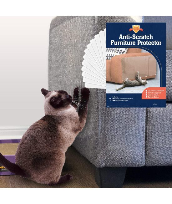 Stelucca Amazing Shields Cat Scratch Deterrent - 12-Pack, 17-inch x 12-inch Furniture Protectors from Cats for Couch - Clear, Anti-Scratch Pad and Sofa Protector
