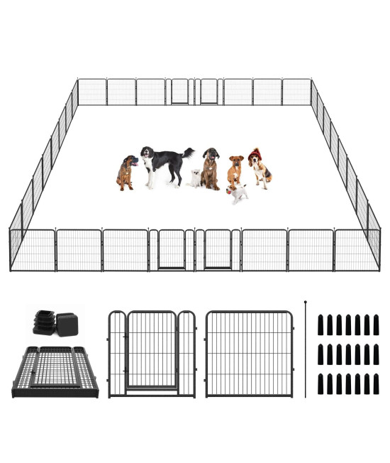 Kfvigoho Dog Playpen Outdoor 32 Panels Heavy Duty Dog Pen 40Height Puppy Playpen Indoor Anti-Rust Exercise Fence with Doors for Large/Medium/Small Pet Play for RV Camping Yard, Total 84ft, 561 sq. ft