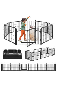 Kfvigoho Dog Playpen Outdoor 8 Panels Heavy Duty Dog Pen 24 Height Puppy Playpen Indoor Anti-Rust Exercise Fence with Doors for Small Pet Play for RV Camping Yard, Total 21FT, 35 Sq.ft