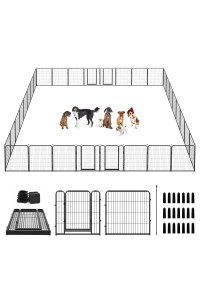 Kfvigoho Dog Playpen Outdoor 32 Panels Heavy Duty Dog Pen 47 Height Puppy Playpen Anti-Rust Exercise Fence with Doors for Large/Medium/Small Pet Dogs Play for RV Camping Yard, Total 84FT, 561 Sq.ft