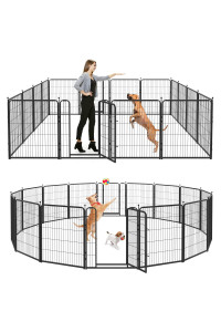 Kfvigoho Dog Playpen Outdoor 16 Panels Heavy Duty Dog Pen 24 Height Puppy Playpen Indoor Anti-Rust Exercise Fence with Doors for Small Pet Play for RV Camping Yard, Total 42FT, 140 Sq.ft