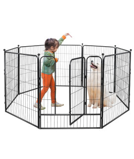 Kfvigoho Dog Playpen Outdoor 8 Panels Heavy Duty Dog Pen 47 Height Puppy Playpen Indoor Anti-Rust Exercise Fence with Doors for Large/Medium/Small Pet Play for RV Camping Yard, Total 21FT, 35 Sq.ft