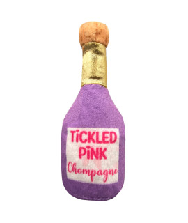 Huxley & Kent Cat Toy Tickled Pink Chompagne Nappy Hour Strong Catnip Filled Cat Toy Soft Plush Kitty Toy with Catnip and Crinkle Kittybelles