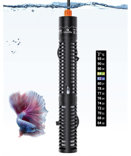 Uniclife Aquarium Heater for 5-20 Gallon Fish Tanks 50 W Submersible Adjustable Heating Rod with Electronic Thermostat Thermometer Sticker Protective Cover for Freshwater and Marine Aquariums