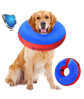 Bilibara Dog Cone Alternative After Surgery, Inflatable Recovery Collar for Dogs & Cats, Adjustable Dog E Collars, Cone for Dogs After Surgery to Stop Licking, Soft Dog Cones for X-Large Dogs, Blue