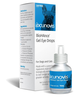 Sentrx Ocunovis Gel Eye Drops for Dogs & Cats, Eye Lube for Dogs Allergy Relief Lubricant, Dogs with Dry Eyes, Artificial Tears, 10 ml