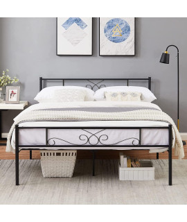 Weehom Bed Frame Queen Size with Headboard Under Storage 12 Inch Steel Slat Mattress Foundation Metal Bed for Boys girls Adults No Box Spring Needed, Black