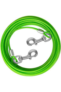 HaiYUAN Dog Tie Out Cable 10/15/20/25/30 FT Dog Runner for Yard Steel Wire Dog Cable with Durable Superior Clips Green Dog Chains for Outside Dog Lead for Large Dogs Up to 165 lbs