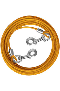 HaiYUAN Dog Tie Out Cable 10/15/20/25/30 FT Dog Runner for Yard Steel Wire Dog Cable with Durable Superior Clips Yellow Dog Chains for Outside Dog Lead for Large Dogs Up to 165 lbs