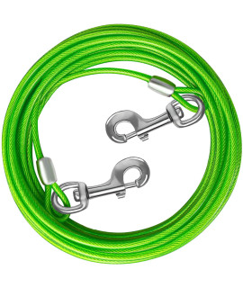 HaiYUAN Dog Tie Out Cable 10/15/20/25/30 FT Dog Runner for Yard Steel Wire Dog Cable with Durable Superior Clips Green Dog Chains for Outside Dog Lead for Large Dogs Up to 165 lbs