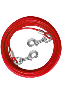 HaiYUAN Dog Tie Out Cable 10/15/20/25/30 FT Dog Runner for Yard Steel Wire Dog Cable with Durable Superior Clips Red Dog Chains for Outside Dog Lead for Large Dogs Up to 165 lbs