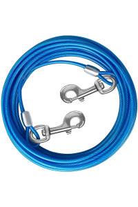 HaiYUAN Dog Tie Out Cable 10/15/20/25/30 FT Dog Runner for Yard Steel Wire Dog Cable with Durable Superior Clips Blue Dog Chains for Outside Dog Lead for Large Dogs Up to 165 lbs