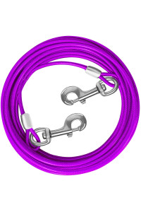 HaiYUAN Dog Tie Out Cable 10/15/20/25/30 FT Dog Runner for Yard Steel Wire Dog Cable with Durable Superior Clips Purple Dog Chains for Outside Dog Lead for Large Dogs Up to 165 lbs